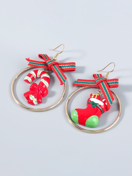 

Natale Orecchini in resina ad anello in lega, Come immagine, Earring