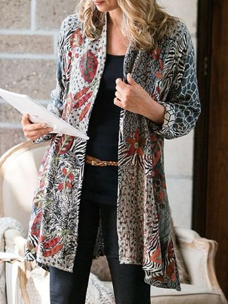 

Elegant Stand Collar Cotton Outerwear, As picture, Outerwear