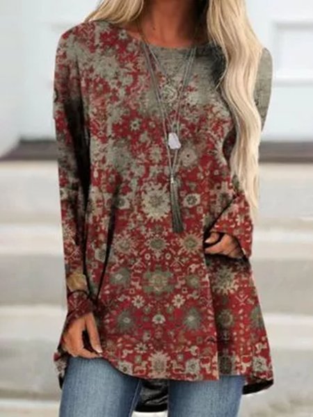 

Girocollo Top, Rosso mattone, Blouses & Shirts