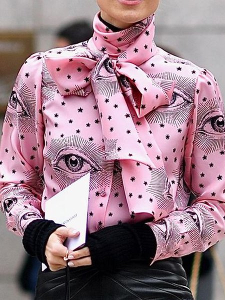 

Long Sleeve Regular Fit Lady Top, Pink, Blouses and Shirts