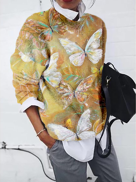 

taglia grande Farfalla Casuale Felpa, Multicolore, Hoodies & Sweatshirts