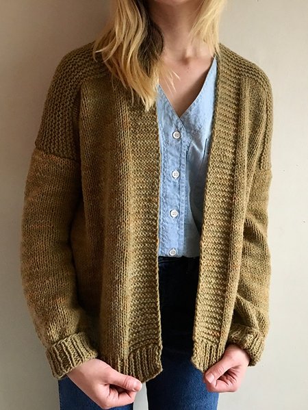 

Solid Casual Long Sleeve Knitting Pattern Cardigan Outerwear, Yellow brown, Cardigans