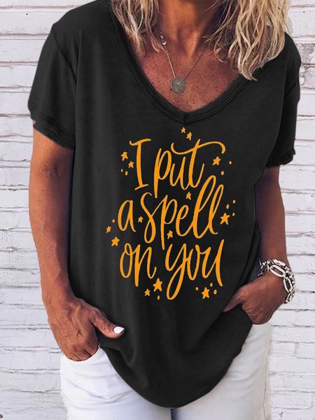 

I put a spell on you V-neck short-sleeved T-shirt, Black, T-shirts