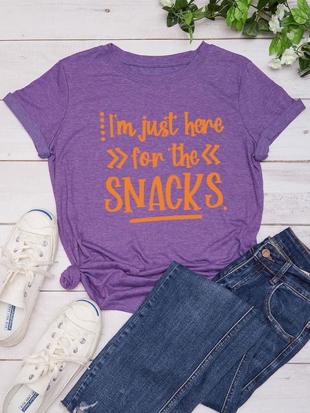 

I'm Just Here For The Snacks Halloween Cotton Blends Shirts & Tops, Purple, T-shirts