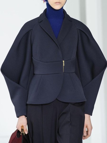 

Loosen Elegant Long Sleeve Plain Outerwear, Dark blue, Coats