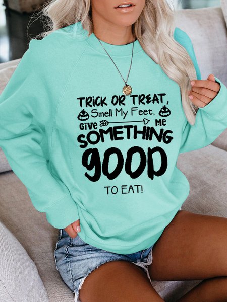 

Trick Or Treat Women's Casual Loosen Sweatshirt, Green, Hoodies&Sweatshirts