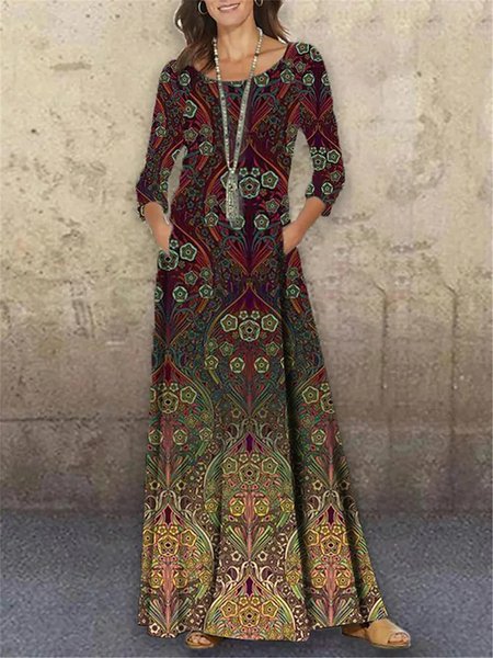 

Regular Fit Vintage Swing Dresses, Red, Boho dresses