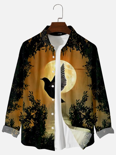 

Casual Shirt Collar Animal Shirts & Tops, Black, Men's shirts