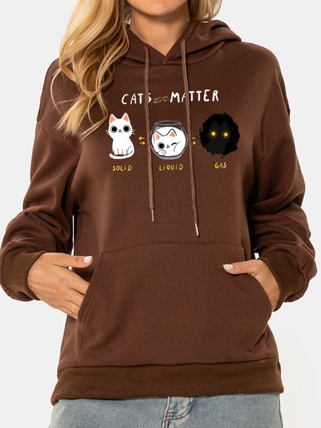 

Unocis Cats Matter Long Sleeve Hooded, Brown, Hoodies
