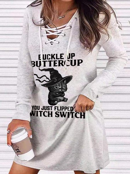

Casual Letter Loosen Dresses, Gray, Mini Dresses