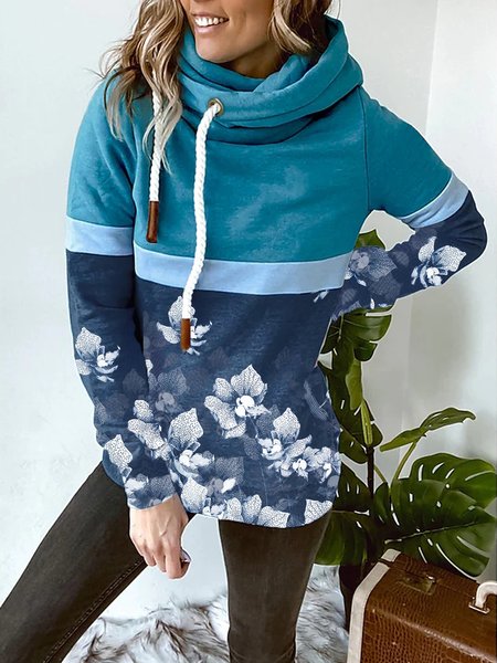 

Cowl Neck Floral Loosen Sweatshirt, Blue, Sweatshirts & Hoodies