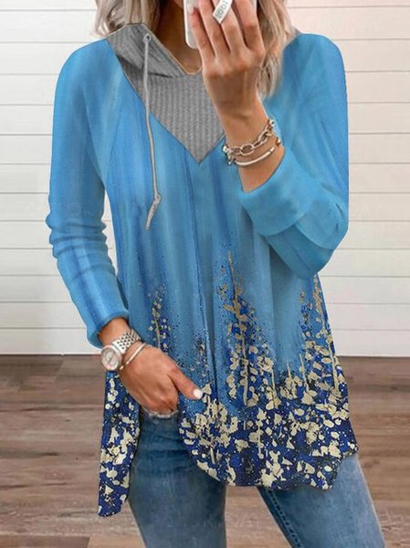 

Floral Loosen Shirts & Tops, Blue, Tunics