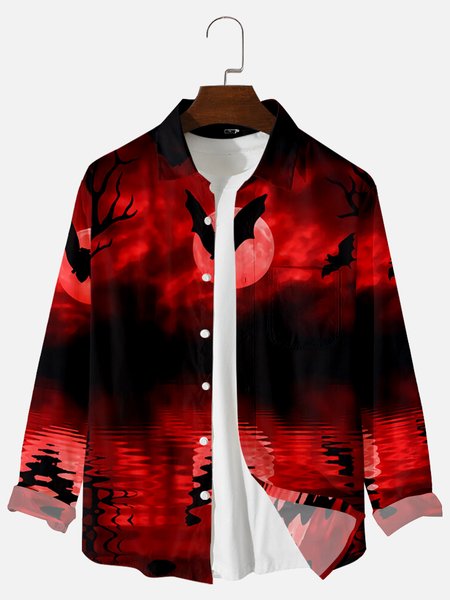 

Casual Shirt Collar Abstract Shirts, Red, Men's shirts