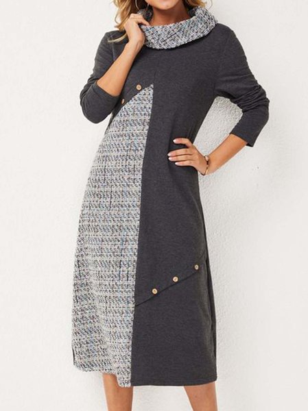 

Cotton Tribal Casual Dresses, Deep gray, Maxi Dresses