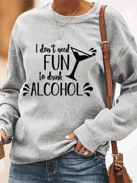 

Crew Neck Regular Fit Casual Sweatshirt, Gray, Hoodies & Sweatshirts