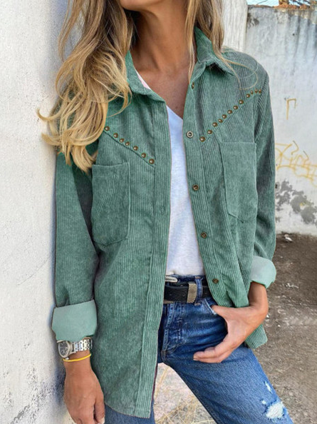 

Solid Cotton Blends Casual Outerwear, Green, Jackets
