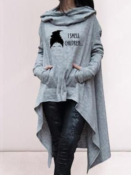 

Halloween Hooded Loosen Printed Top, Gray, Hoodies and Sweatshirts