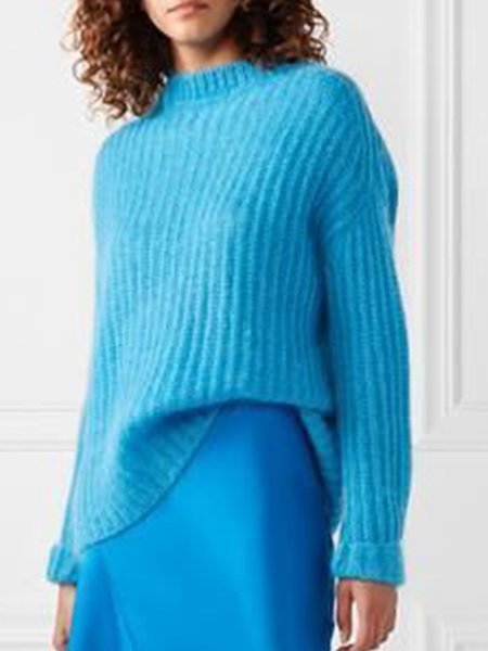 Work Date Daily Elegant Acrylic Regular Fit Sweater, Blue, Pullovers