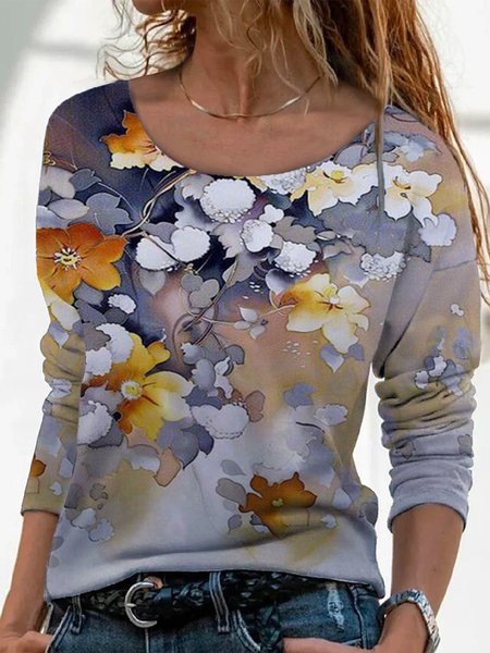 

Casuale Allentare Girocollo Top, Viola, Blouses & Shirts