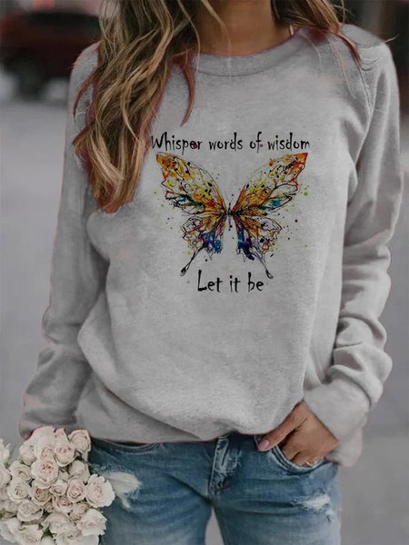 

Long Sleeve Crew Neck Printed Loosen Casual Sweatshirt, As picture, Hoodies & Sweatshirts