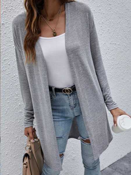 

Open Front Drop Shoulder Coat, Light gray, Cardigans