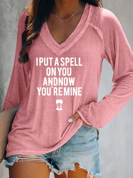 

I Put A Spell On You Women's Letter Sweatshirt, Pink, Hoodies&Sweatshirts