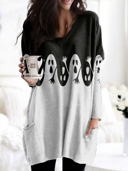 Halloween Printed Casual Loosen Sweatshirt, As picture, Hoodies and Sweatshirts