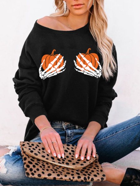 

Casual Crew Neck Vintage Regular Fit Top, Black, Tops