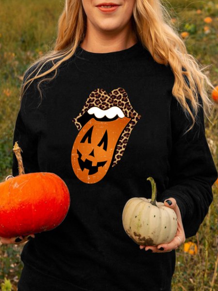 

Holiday Daily Turtle Neck Casual Printed Top, Black, Hoodies and Sweatshirts