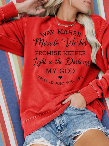 

Way Maker Miracle Worker Promise Keeper My God Sweatshirt, Red, Hoodies&Sweatshirts