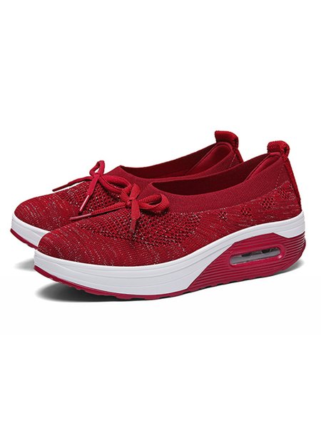 

Casual Stitching Flying Knit Sneakers, Red, Athletic & Casual Shoes