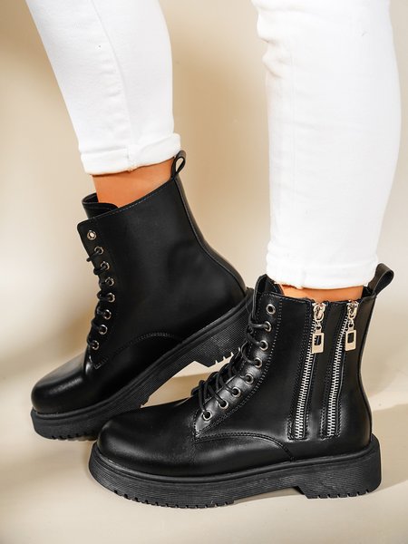 

Simple Zipper Martin Boots, As picture, Boots
