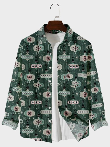 

Shirt Collar Long Sleeve Casual Shirts & Tops, Green, Men's Floral shirt