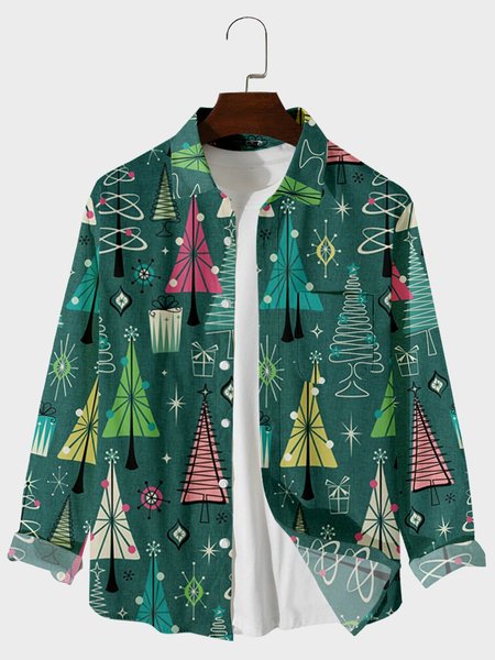 

Shirt Collar Long Sleeve Shirts & Tops, Green, Men's shirts