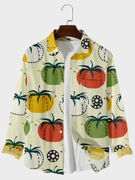 

Shirt Collar Casual Geometric Shirts & Tops, Yellow, Men's shirts
