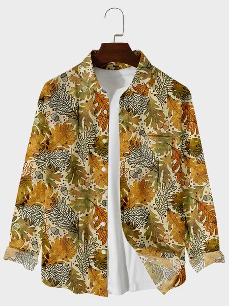 

Shirt Collar Casual Shirts & Tops, Yellow, Men's Floral shirt