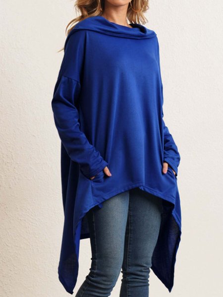 

Plain Loosen Asymmetric Sweatshirt, Blue, Hoodies & Sweatshirts