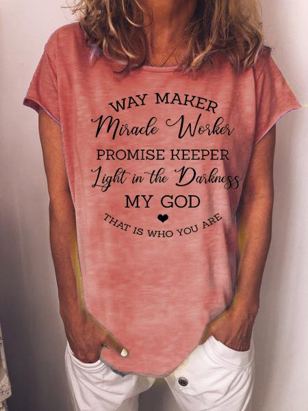 Way Maker Miracle Worker Promise Keeper My God Tee, Red, T-shirts