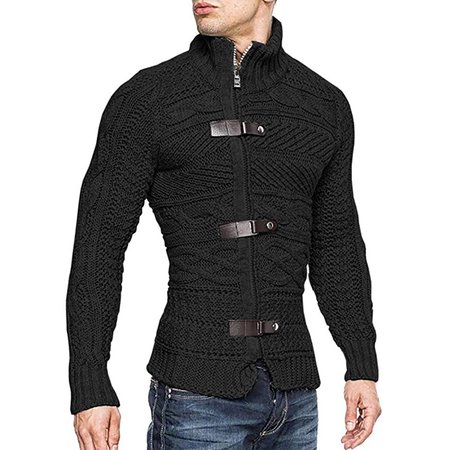 

Stand Collar Long Sleeve Casual Sweater, Black, Sweater