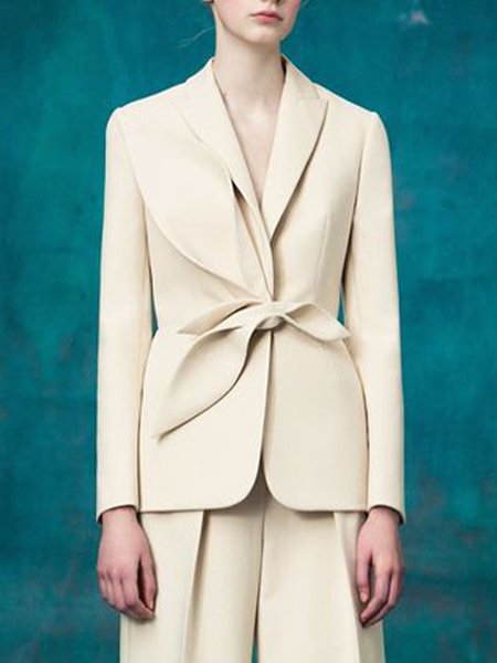 

Long Sleeve Regular Fit Elegant Outerwear, Beige, Blazers