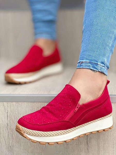

Casuale Cerniera Cucitura Scarpe piattaforma, Rosso, Flat & Loafers