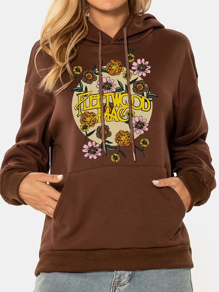 

Unocis Flower Print Long Sleeve Hoodie Sweatshirt, Coffee, Hoodies