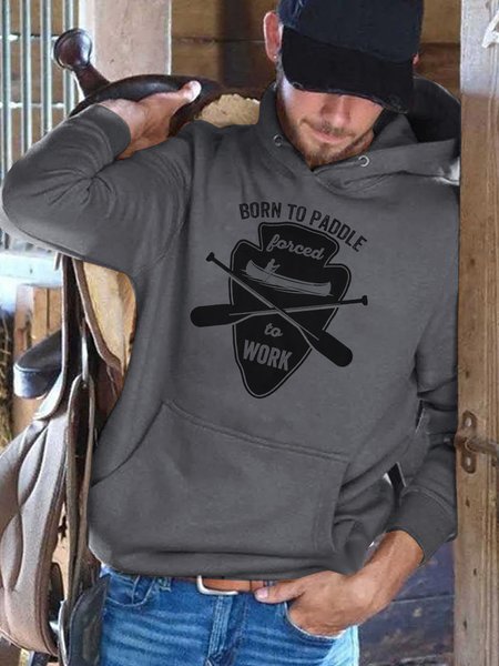 Born To Paddle Printed Hooded, Gray, Hoodies&Sweatshirts