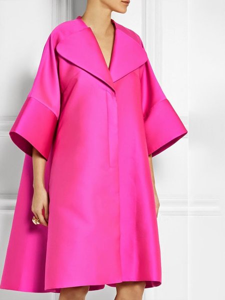 

Vintage Sweet Elegant Lady Plain Trench Coats, Rose red, Coats