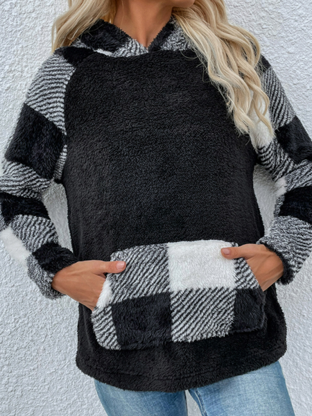 

Thickened double-sided Plush round neck sweater loose long sleeve Pullover warm outer jacket, Black, Hoodies & Sweatshirts