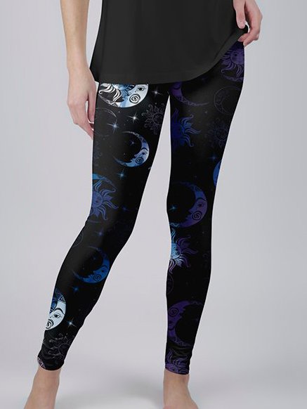 

Abstract Printed Elastic waist Skinny Pants, Black, Pants