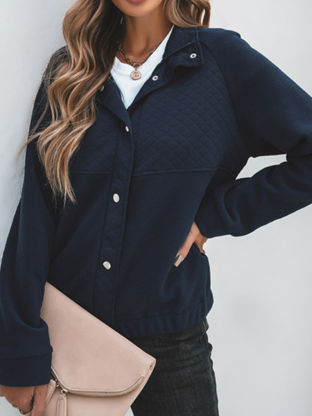 

Loose casual fashion stand collar sweater coat women's solid color top, Royal blue, Jackets