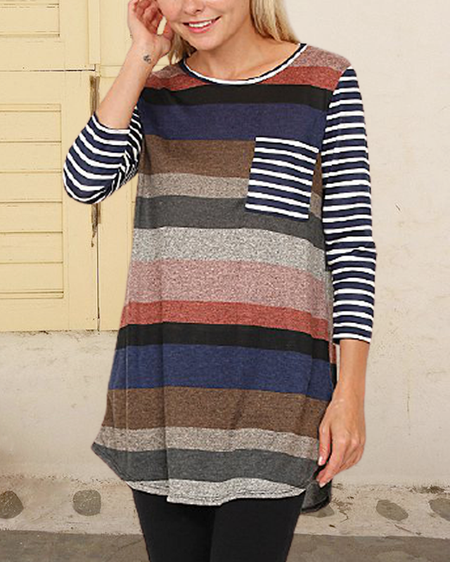 

Striped Vintage Shirts & Tops, Multicolor, Tunics