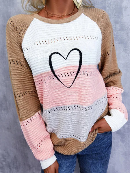 

Crew Neck Casual Loosen Sweater, As picture, Sweaters & Cardigans