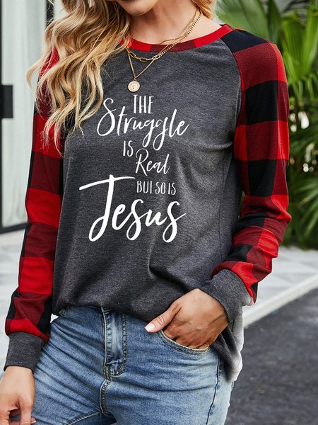 

Jesus Is Real Round Neck Sweatshirt, Gray, Long sleeves